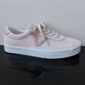 Vans Women's Sport Low Suede Sneaker in Lovely Pink Suede & Sporty White Sole